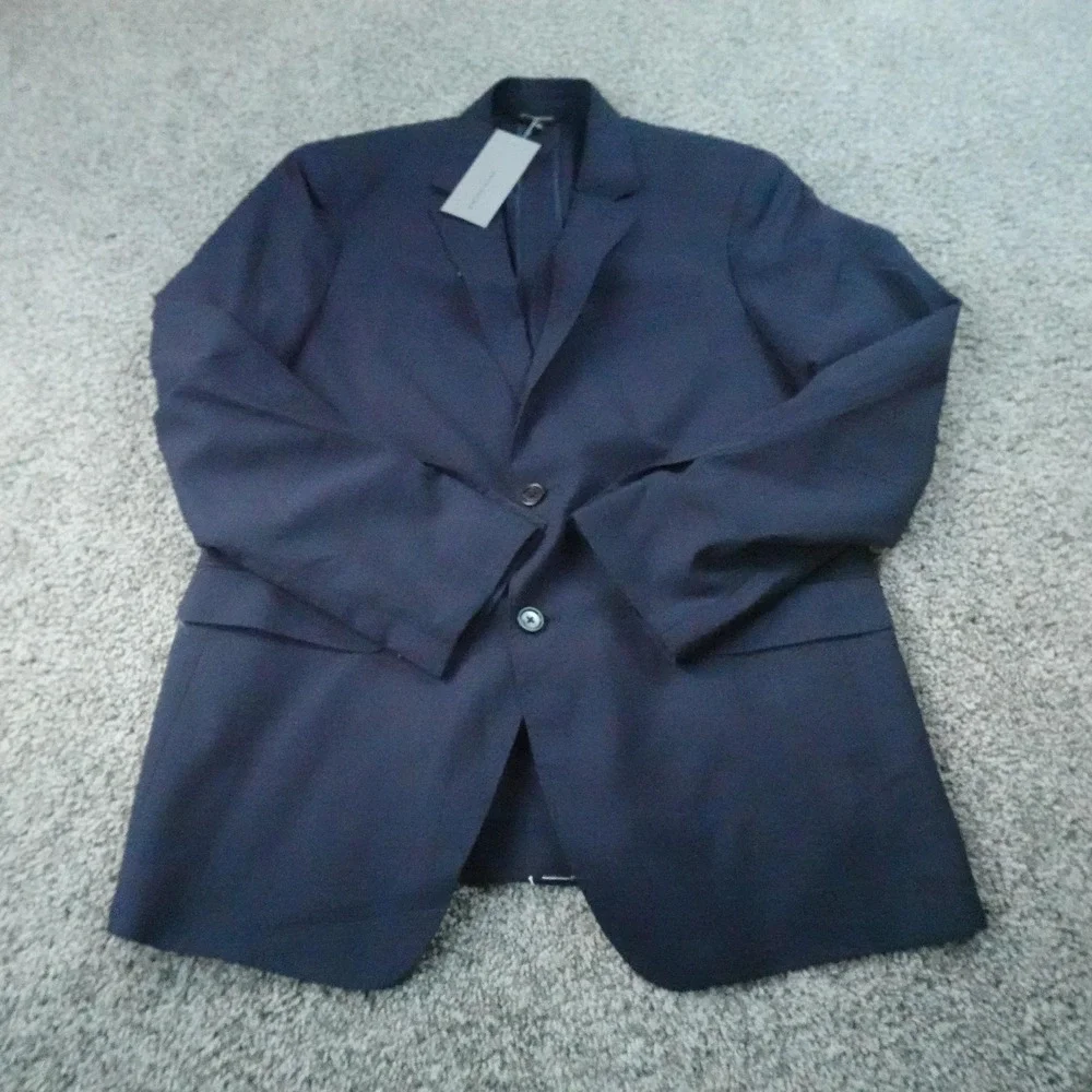 NEW Banana Republic Blazer Mens 42R Navy Plaid Slim Wool Sport Coat Suit Jacket‎